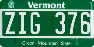 VT license plate ZIG376