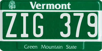 VT license plate ZIG379