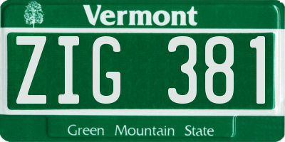 VT license plate ZIG381