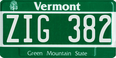 VT license plate ZIG382