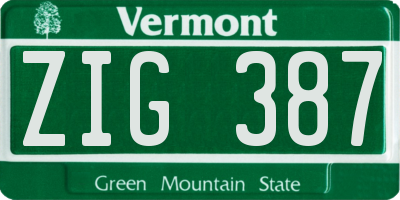 VT license plate ZIG387