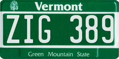 VT license plate ZIG389