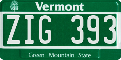 VT license plate ZIG393