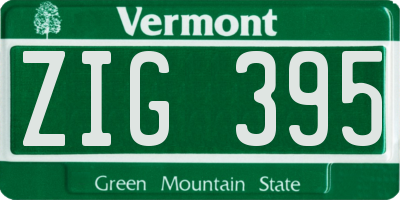 VT license plate ZIG395