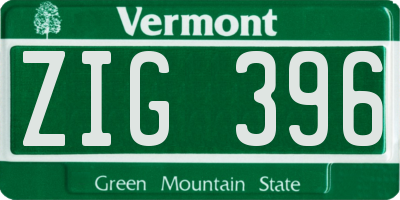 VT license plate ZIG396
