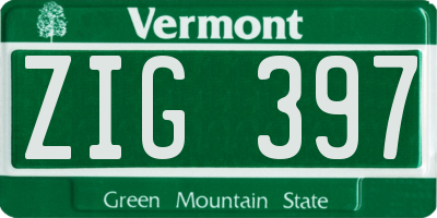 VT license plate ZIG397