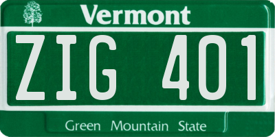 VT license plate ZIG401
