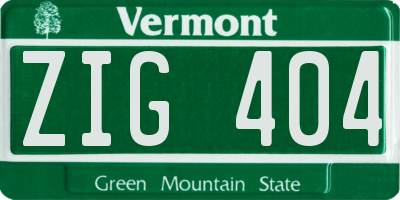 VT license plate ZIG404