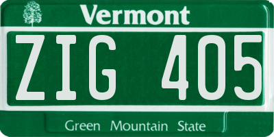VT license plate ZIG405
