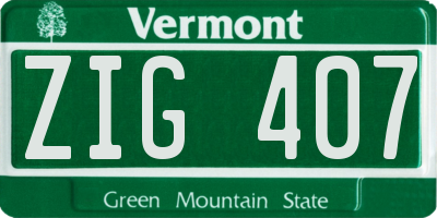 VT license plate ZIG407
