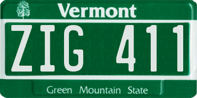 VT license plate ZIG411