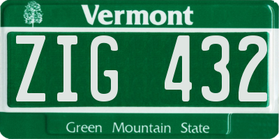 VT license plate ZIG432