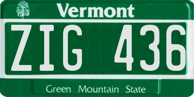 VT license plate ZIG436
