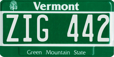 VT license plate ZIG442