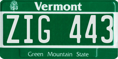 VT license plate ZIG443