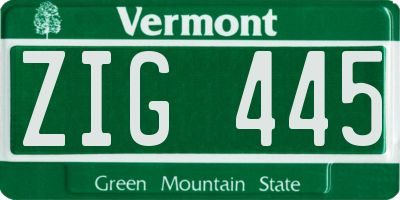 VT license plate ZIG445
