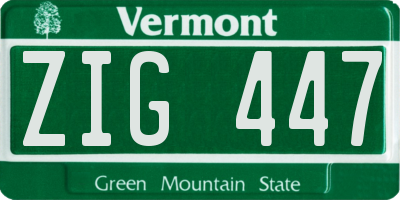 VT license plate ZIG447
