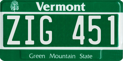 VT license plate ZIG451