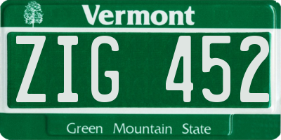 VT license plate ZIG452