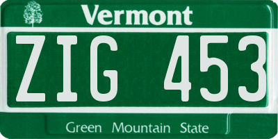 VT license plate ZIG453