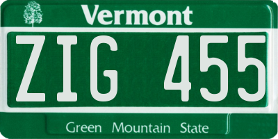 VT license plate ZIG455