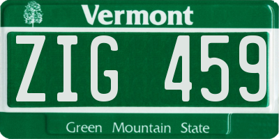 VT license plate ZIG459