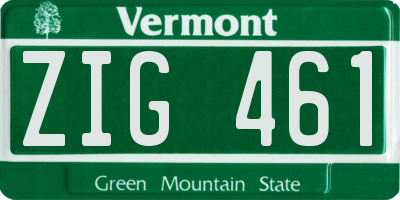 VT license plate ZIG461