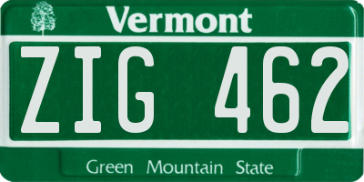 VT license plate ZIG462