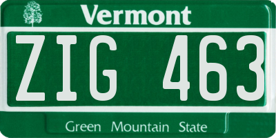 VT license plate ZIG463