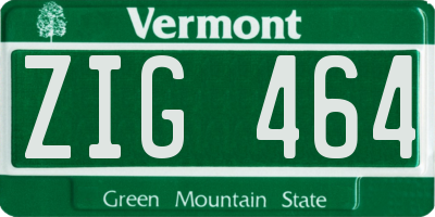 VT license plate ZIG464