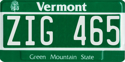 VT license plate ZIG465