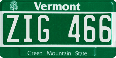VT license plate ZIG466