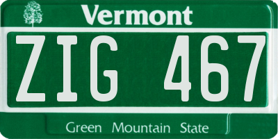 VT license plate ZIG467