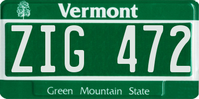 VT license plate ZIG472