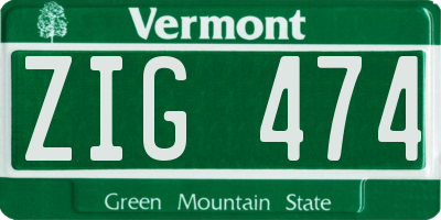 VT license plate ZIG474