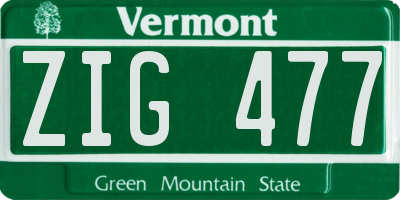 VT license plate ZIG477