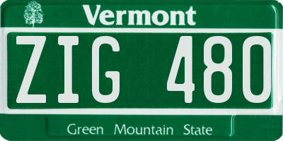 VT license plate ZIG480