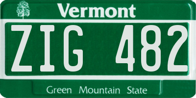 VT license plate ZIG482