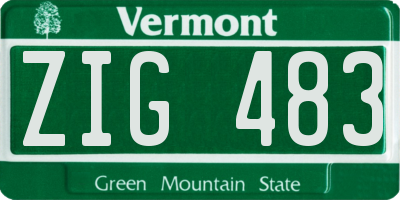 VT license plate ZIG483