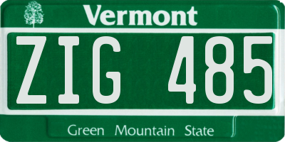 VT license plate ZIG485