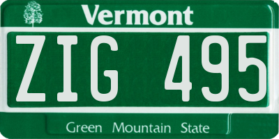 VT license plate ZIG495