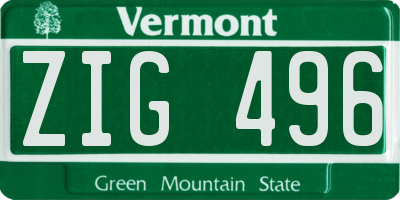 VT license plate ZIG496