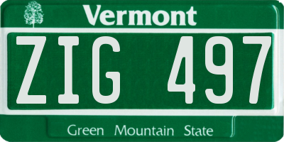 VT license plate ZIG497