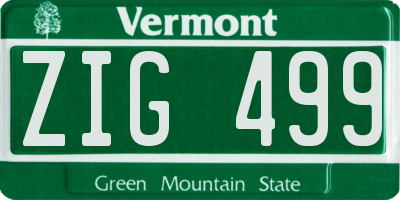 VT license plate ZIG499