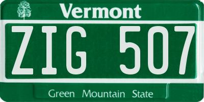 VT license plate ZIG507