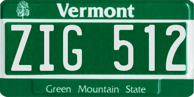 VT license plate ZIG512