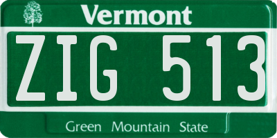 VT license plate ZIG513