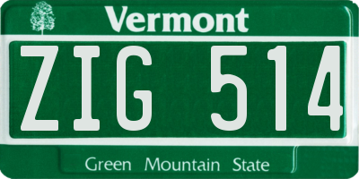 VT license plate ZIG514