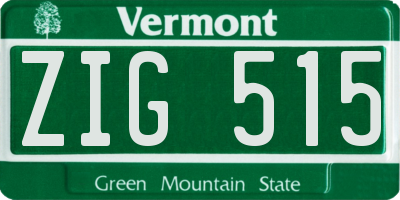 VT license plate ZIG515