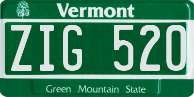 VT license plate ZIG520